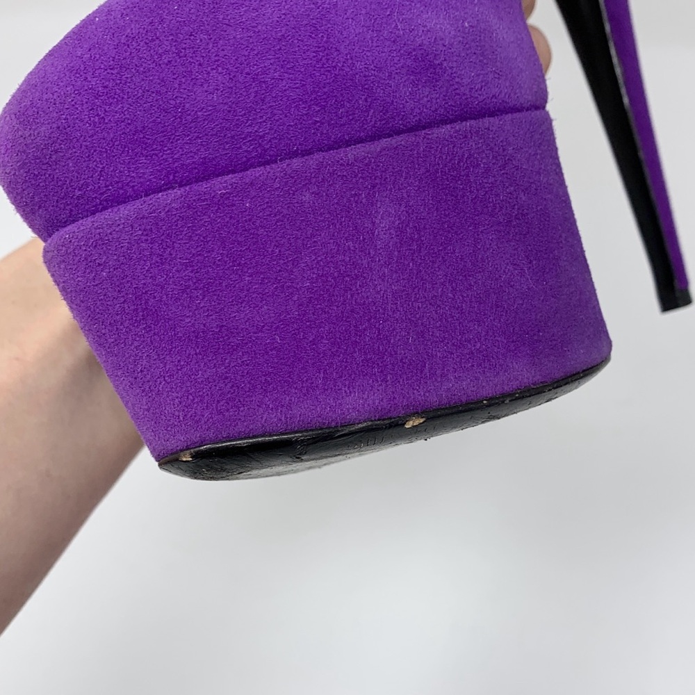 Giuseppe Zanotti Vintage Debra Suede Platform Pumps (Sz EU 39) Bow-Back Purple - Picture 11 of 16